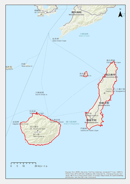 鹿児島県：西之表市、屋久島町、南種子町、中種子町