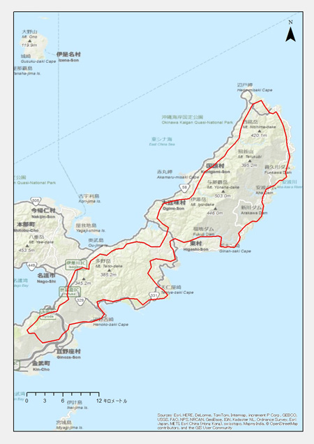 沖縄県：国頭村、大宜味村、宜野座村、東村、名護市、恩納村