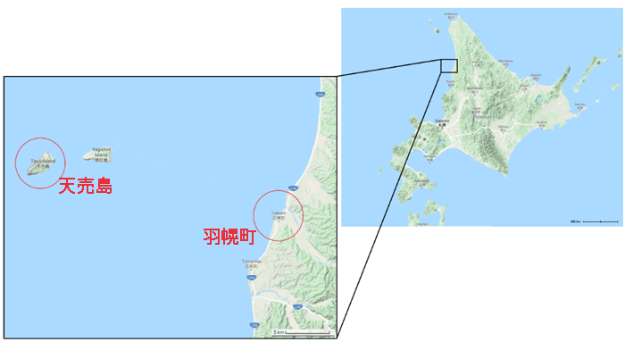 北海道　羽幌町・天売島の位置