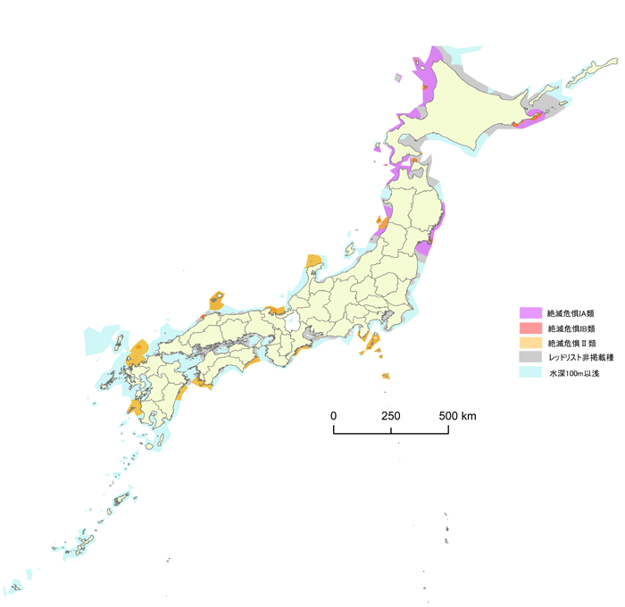 図3．刺し網漁による海鳥混獲リスクマップ