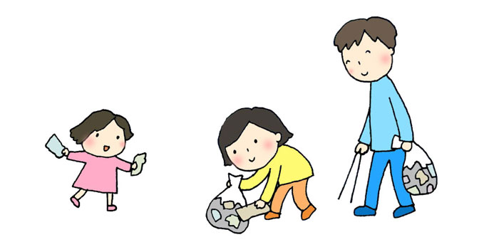 ごみを拾う