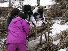 写真(2)土砂流入をくい止める保全活動