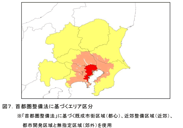 首都圏整備法に基づくエリア区分