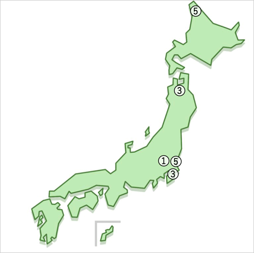 図／サンカノゴイの繁殖エリアと個体数