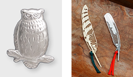 シルバーブローチとカムイの羽根しおりセット